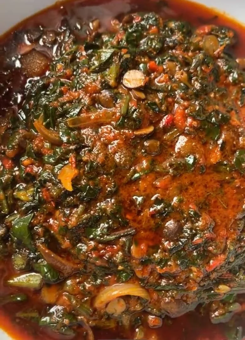 Rich vegetable stew with leafy greens